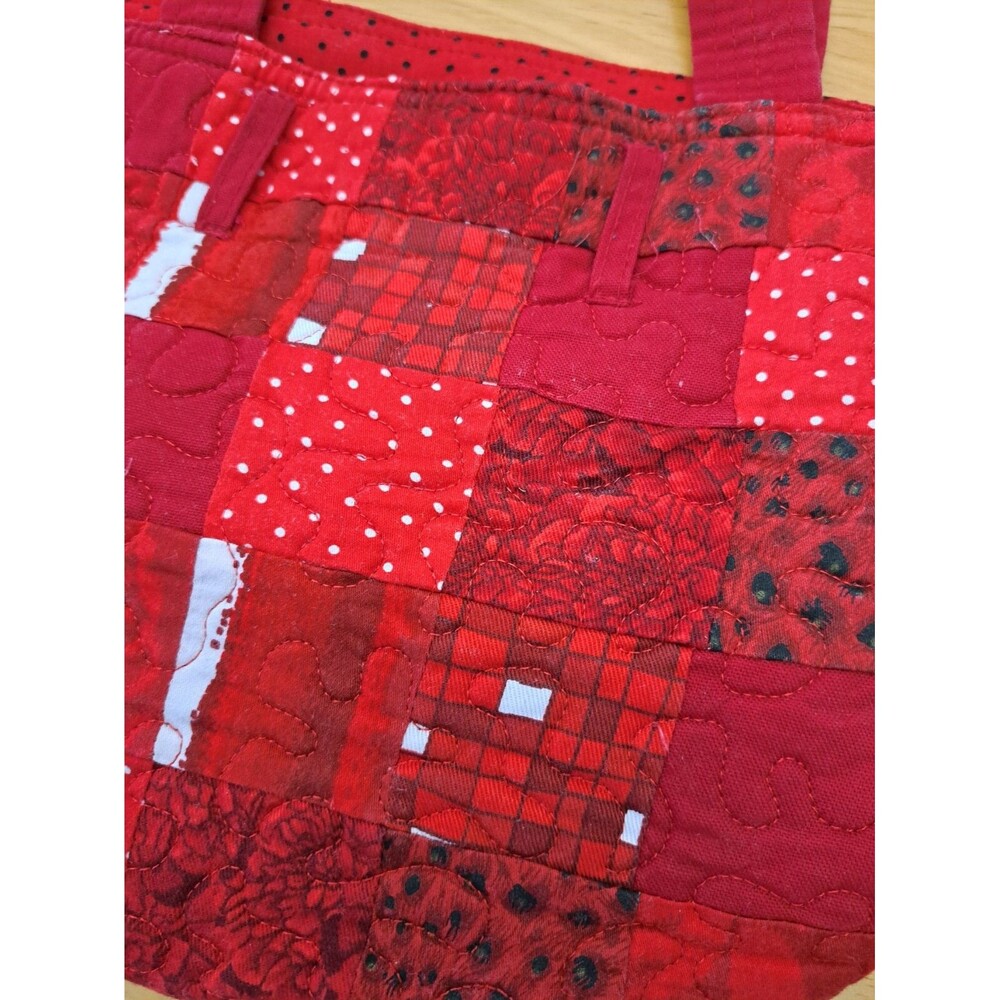 Donna Sharp Red Quilted Patchwork Purse Double Ha… - image 2